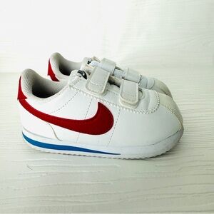 Nike Cortez White and Red Sneakers with Velcro Straps kids 8C
